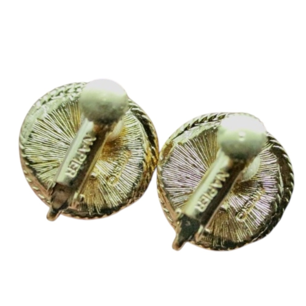 Vintage Napier Earrings Red Gold Tone Screw Backs - Picture 3 of 4